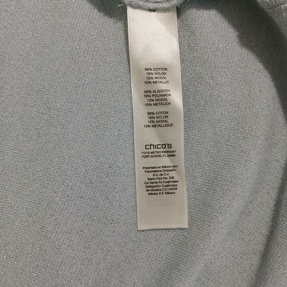 Chico's 3 Blue Shimmer long-sleeved lightweight swing sweater travel friendly - Picture 10 of 11